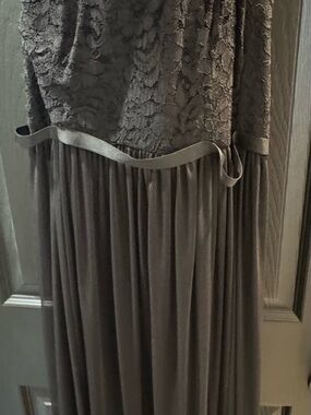 David's Bridal Ivory and Black Lace Bodice Cocktail Dress